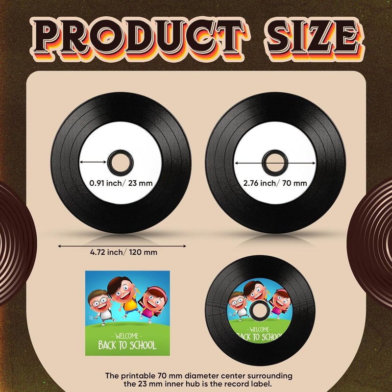 Singhoow 25 Pcs CD-R Blank Discs 700mb 80 Min 52x Vinyl Recordable Disc with White Inkjet Printable Center and Black Recording Surface for Music Data - Image 2